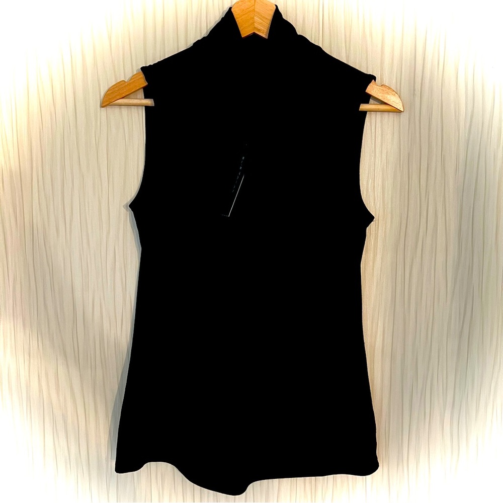 Elie Tahari Stylized Black Mock Neck Tank S/M